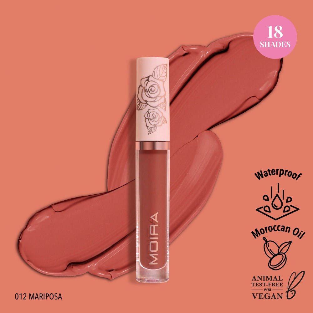 Glamour Us_Moira_Makeup_Lip Divine Waterproof Liquid Lipstick_Mariposa_LDV012 Latina makeup, beauty and skincare supply store Mexican makeup products