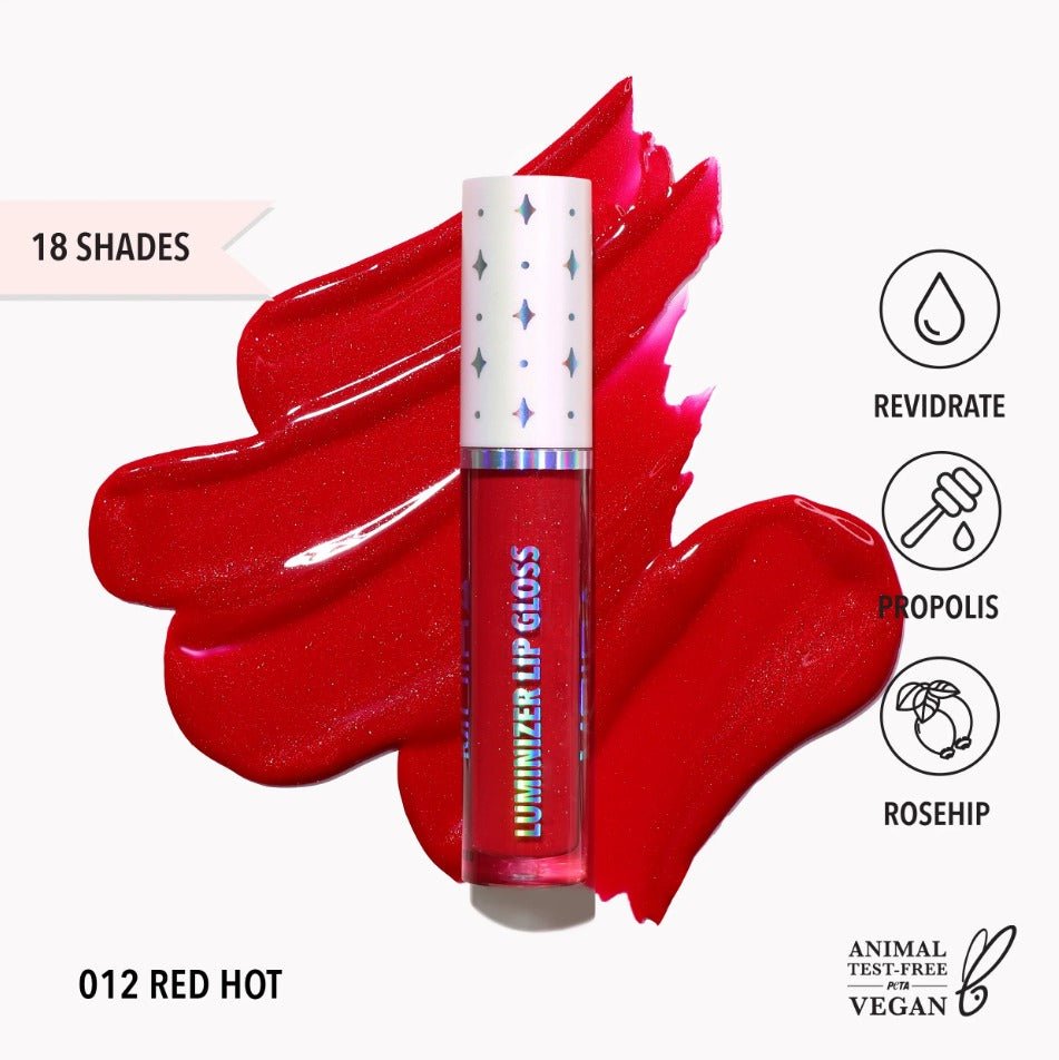 Glamour Us_Moira_Makeup_Luminizer Lip Gloss_Red Hot_LLG012 The best affordable Latina and Mexican makeup, beauty and cosmetics supply store in Chula Vista, San Diego