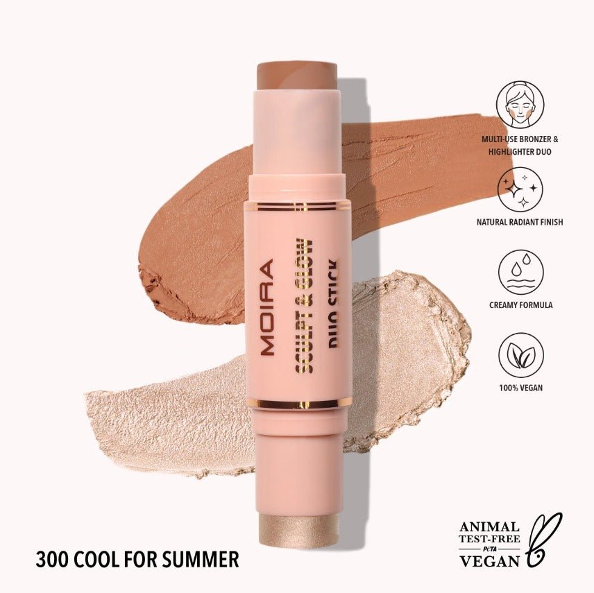 Glamour Us_Moira_Makeup_Sculpt &amp; Glow Duo Stick_Cool For Summer_SGDS300 The best affordable Latina and Mexican makeup, beauty and cosmetics supply store in Chula Vista, San Diego
