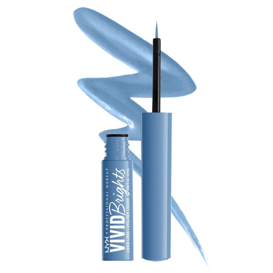 Glamour Us_NYX_Makeup_Vivid Brights Colored Liquid Eyeliners_Cobalt Crush_VBLL05 The best affordable Latina and Mexican makeup, beauty and cosmetics supply store in Chula Vista, San Diego