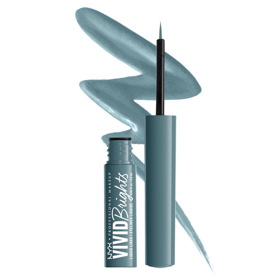 Glamour Us_NYX_Makeup_Vivid Brights Colored Liquid Eyeliners_Cyan Simp_VBLL01 The best affordable Latina and Mexican makeup, beauty and cosmetics supply store in Chula Vista, San Diego